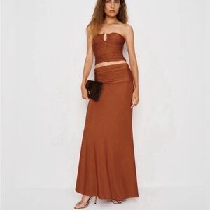 Elegant Brown Maxi Skirt and top (matching set)